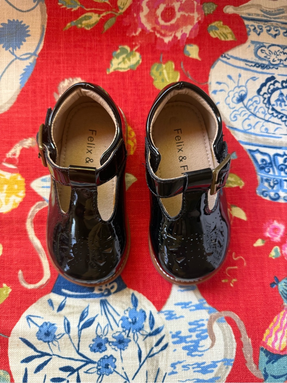 Felix and Flora black patent shoes